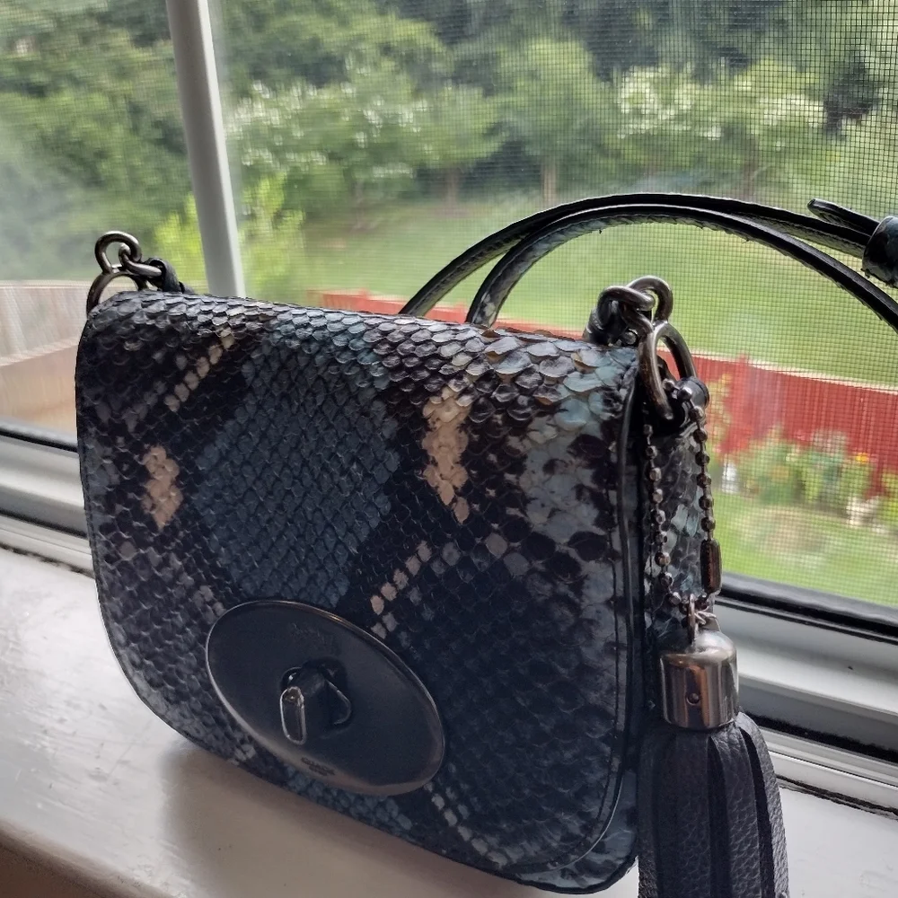 Coach bag gray python Leather_5
